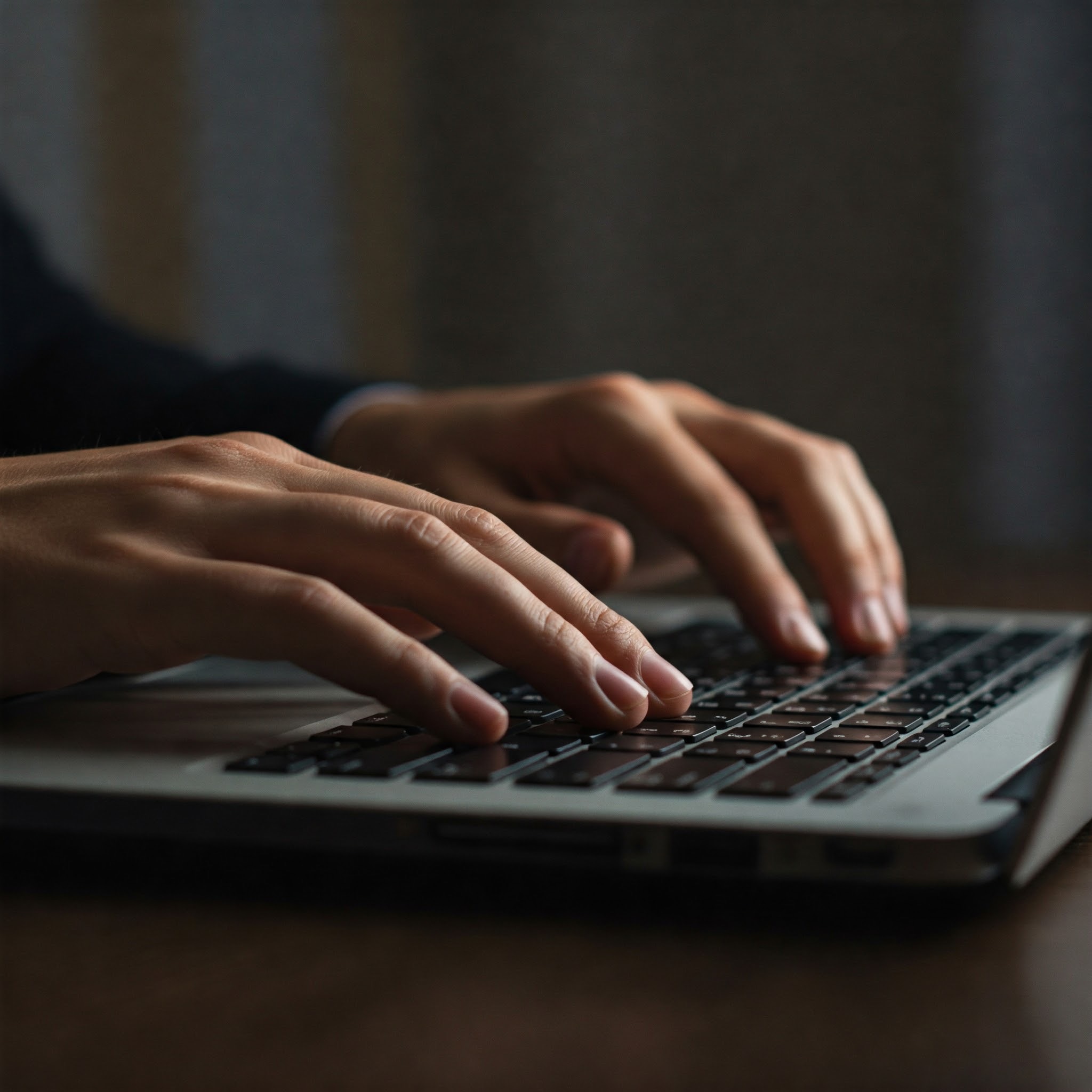 photo of Hands Typing on Silver Laptop Keyboard
